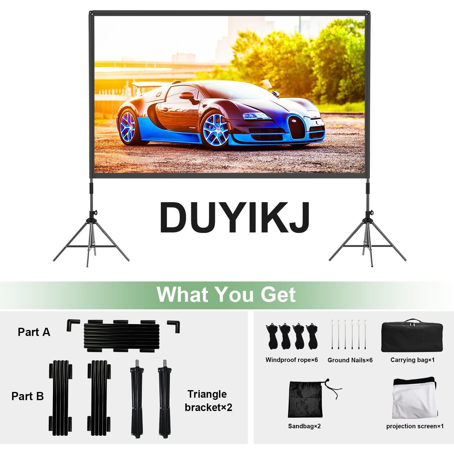 Pantalla de proyector portátil DUYIKJ 100 pulgadas 4K HD
