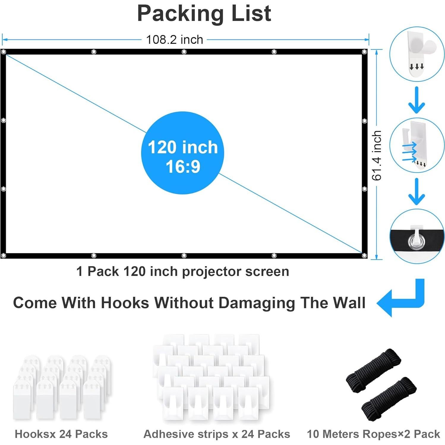 Pantalla de Proyector Plegable 120" LEORFI HD 4K 16:9