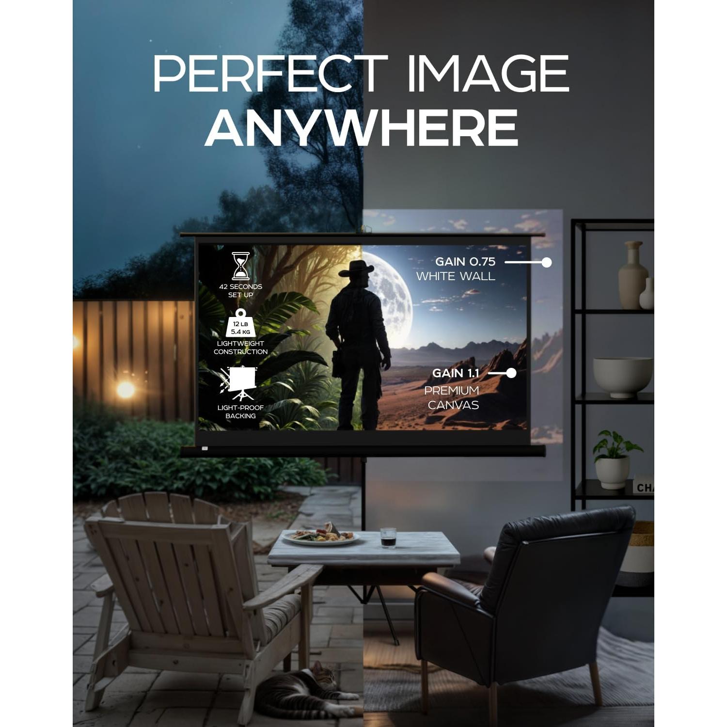 Pantalla de proyector 60" PropVue HD 16:9 con soporte trípode