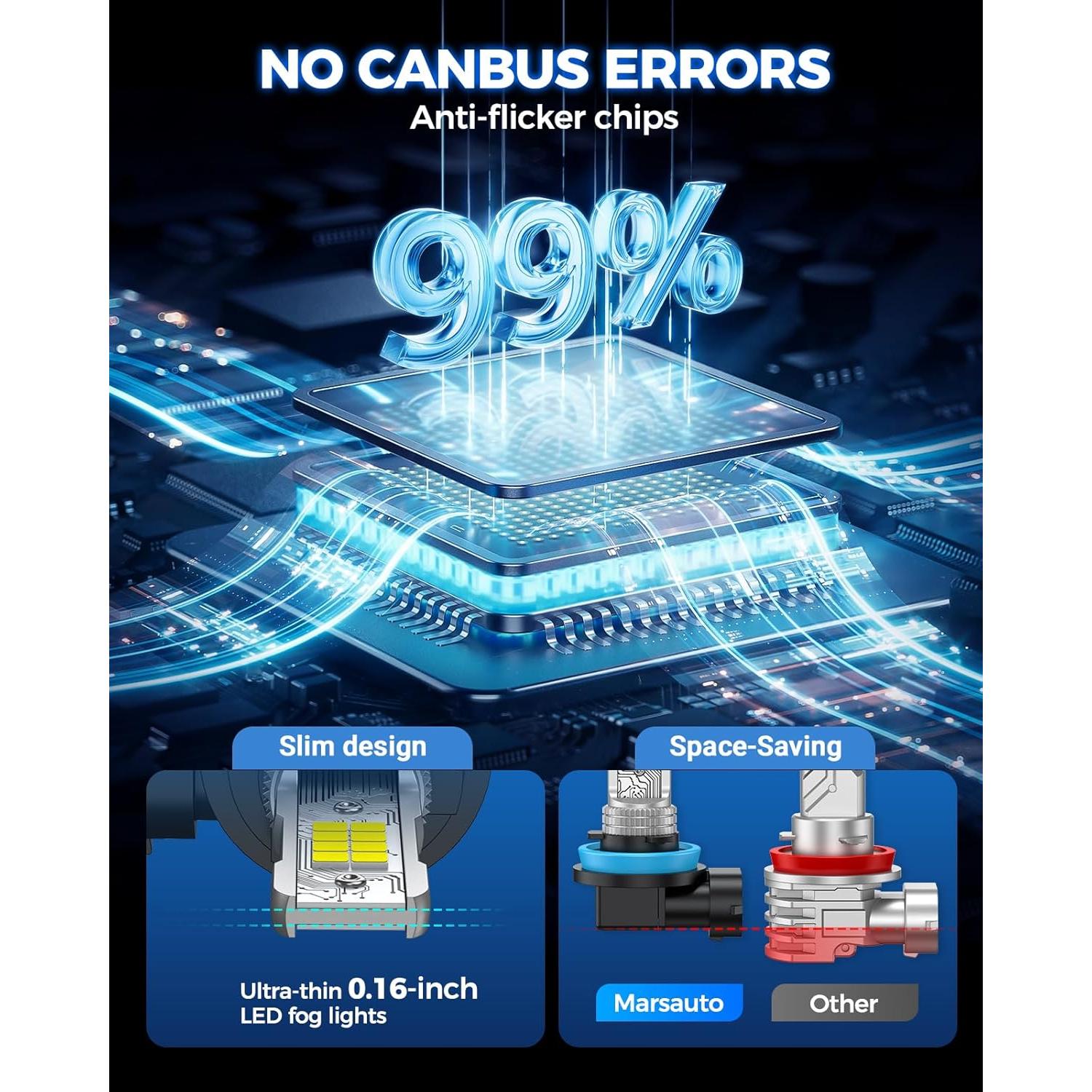 Bombilla LED de Niebla Marsauto H11/H8 10000 Lúmenes 6000K