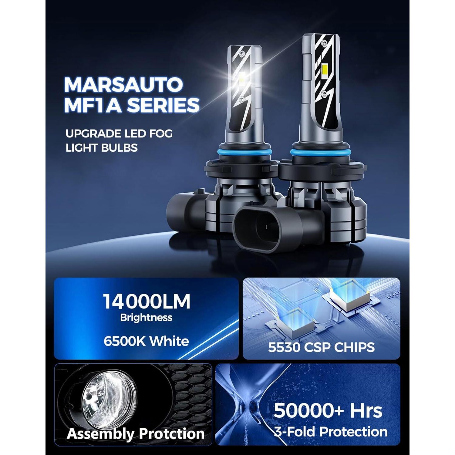 Bombillas LED de Niebla Marsauto 9006 26W 6500K Paquete de 2