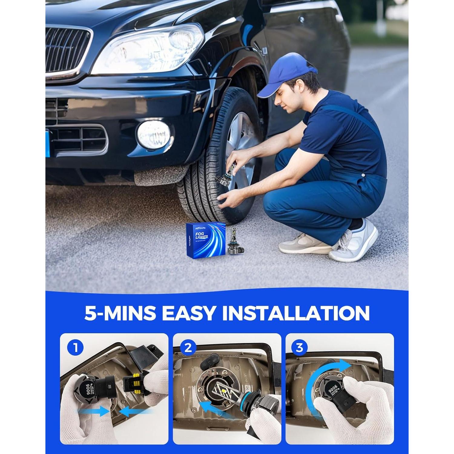 Bombillas LED de Niebla Marsauto 9006 26W 6500K Paquete de 2