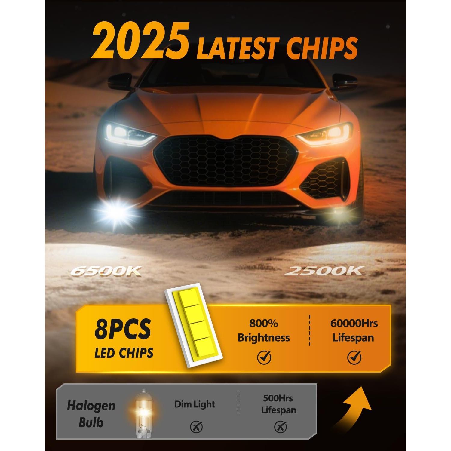 Bombillas de Niebla LED FAHREN H11/H8/H16 16000LM 6500K