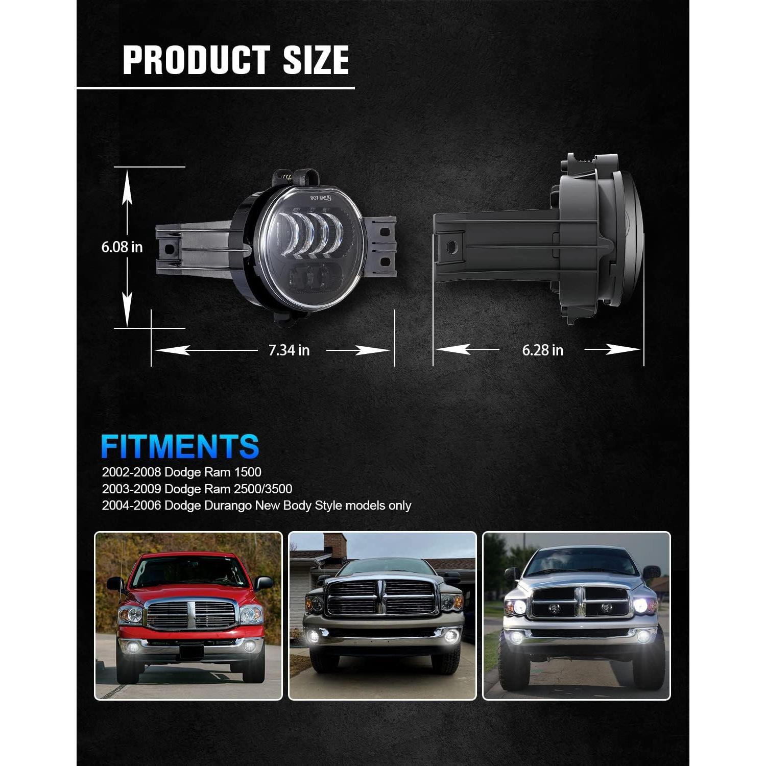 Luz de Niebla LED BICYACO para Dodge Ram 1500/2500/3500 2002-2009