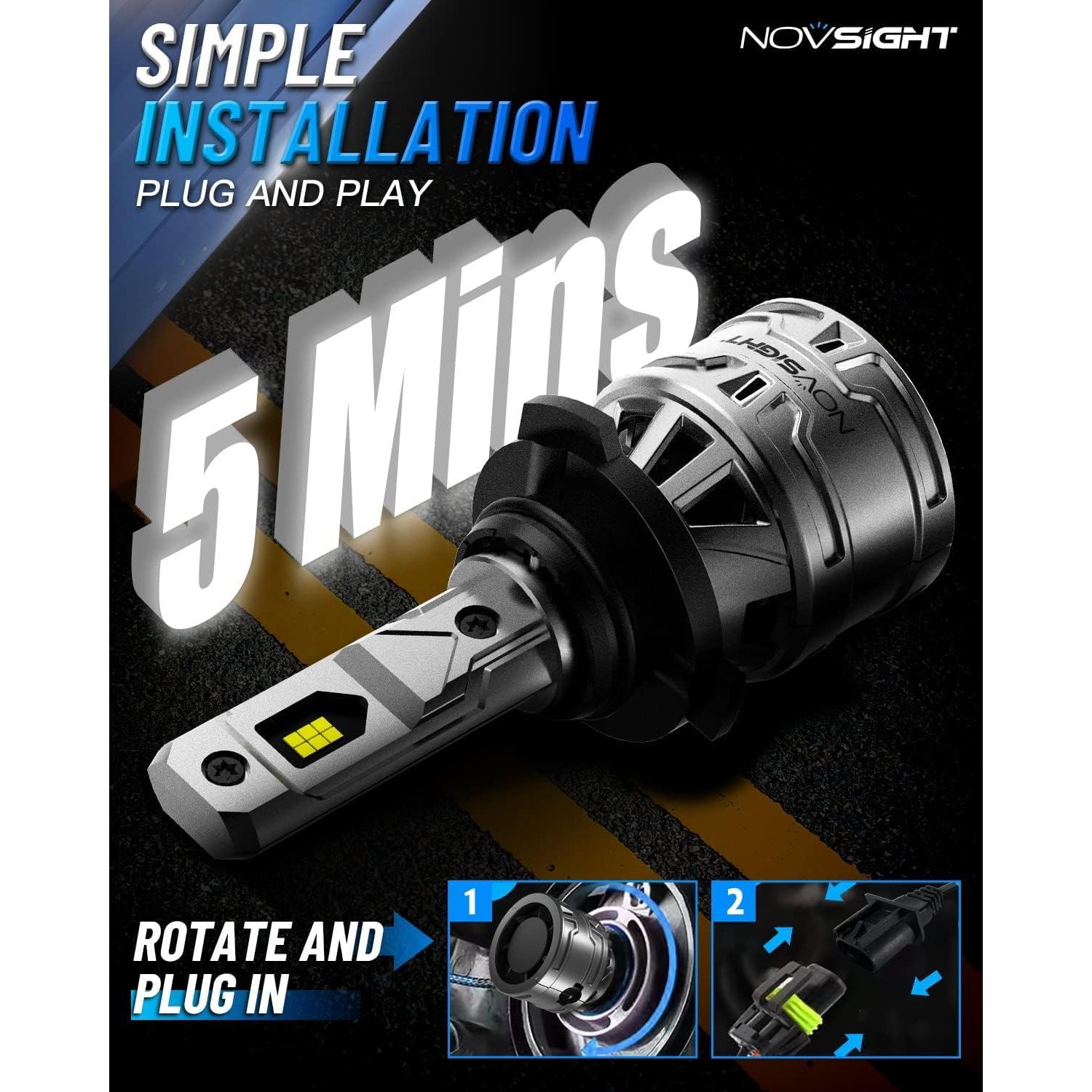 Bombillas de Niebla LED NOVSIGHT H10 13000LM 6500K IP68 - Paquete de 2