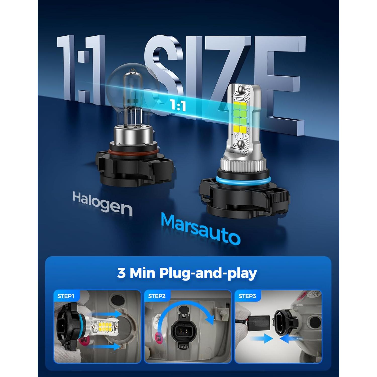 Bombillas LED de Niebla Marsauto G2S 5202 6000K 10000 Lúmenes