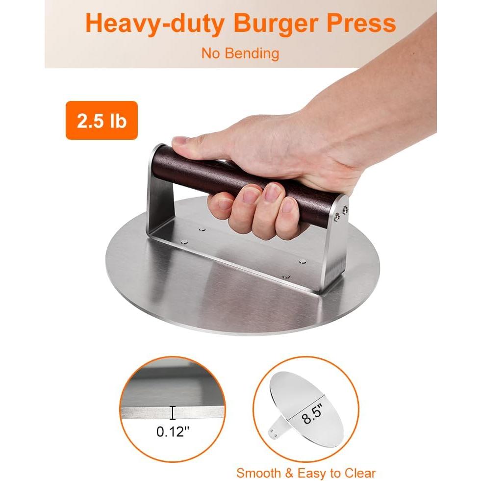 Prensa para Hamburguesas Brigii BP03, Acero Inoxidable 1.13kg