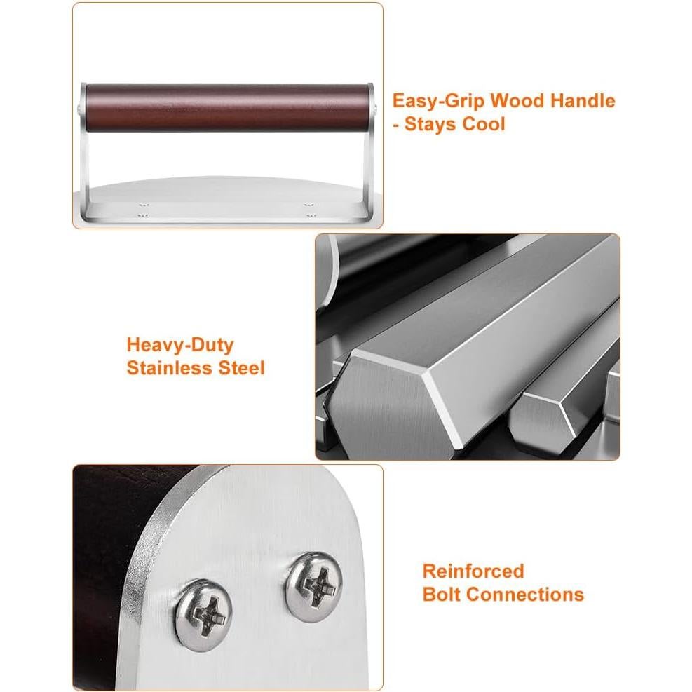 Prensa para Hamburguesas Brigii BP03, Acero Inoxidable 1.13kg