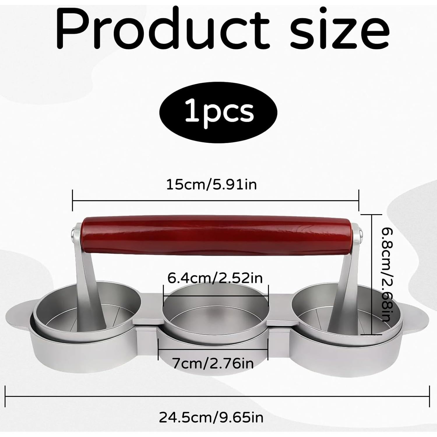 Mini Prensa de Hamburguesas Hinbkenla para 3 Tortas
