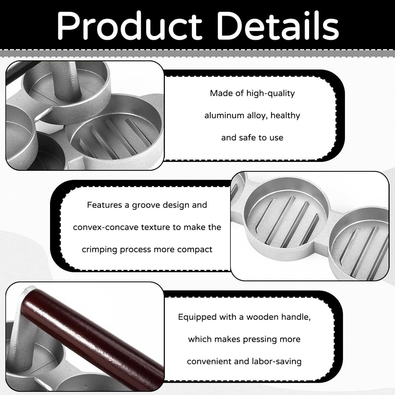 Mini Prensa de Hamburguesas Hinbkenla para 3 Tortas