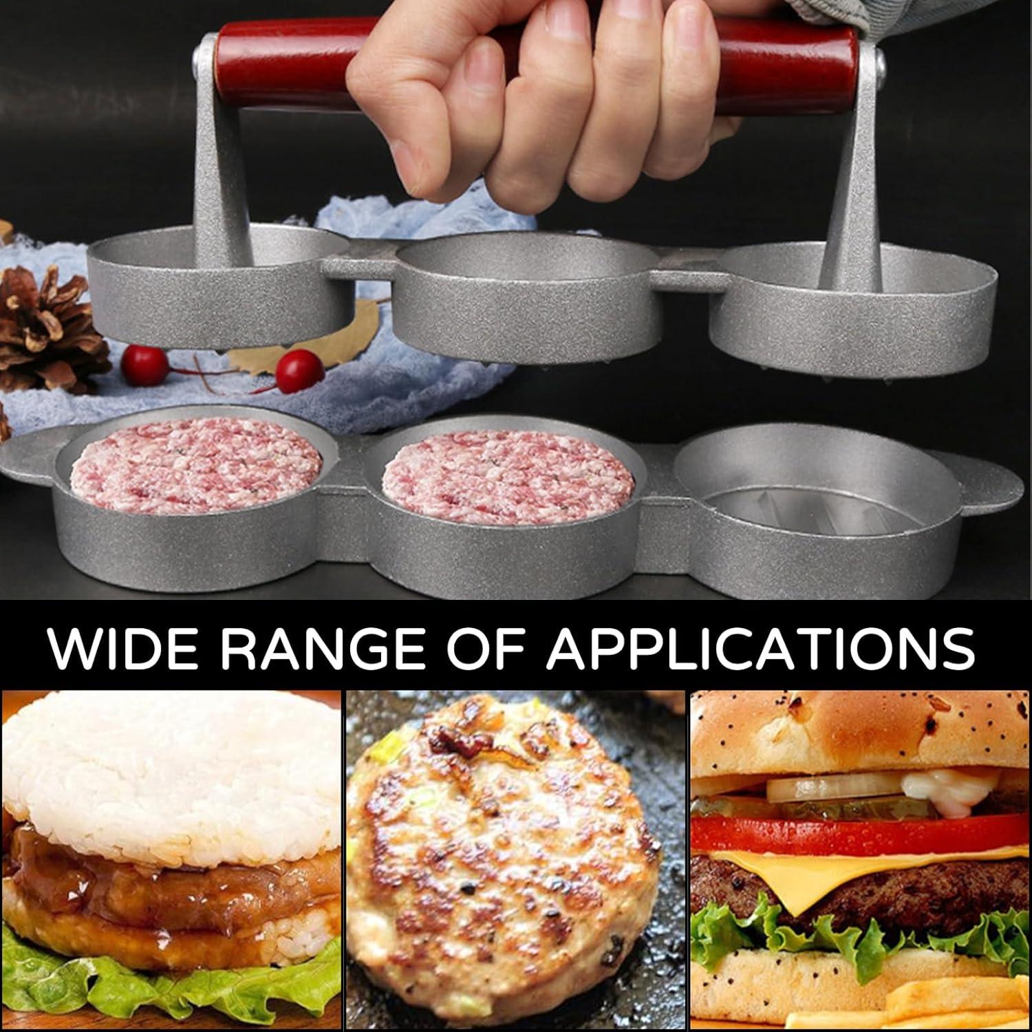 Mini Prensa de Hamburguesas Hinbkenla para 3 Tortas