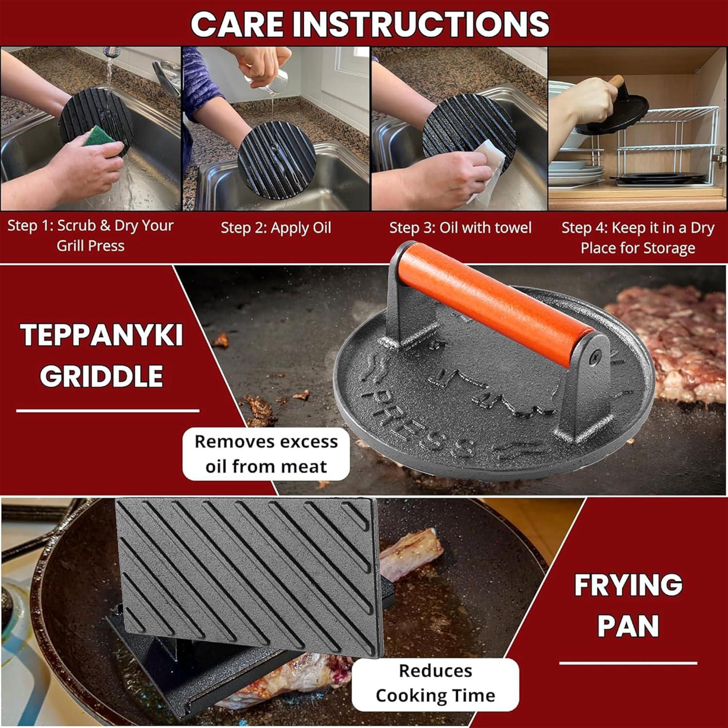 Prensa para Hamburguesas de Hierro Fundido OMGWYSIWYG 18.3 cm