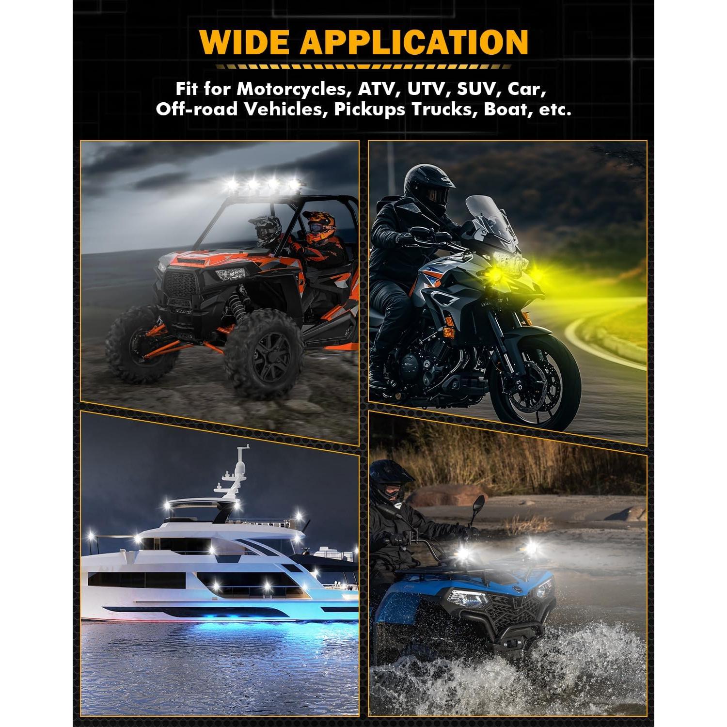 Luces de Niebla LED Auxbeam 60W 8 Modos Doble Color para Motocicleta