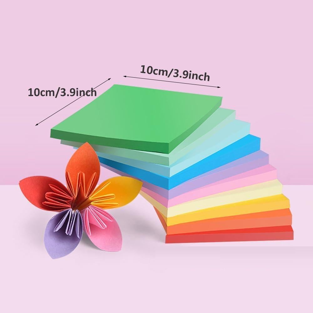 Papel de Origami Cuadrado 10x10cm 100 Hojas 10 Colores Hvogvok