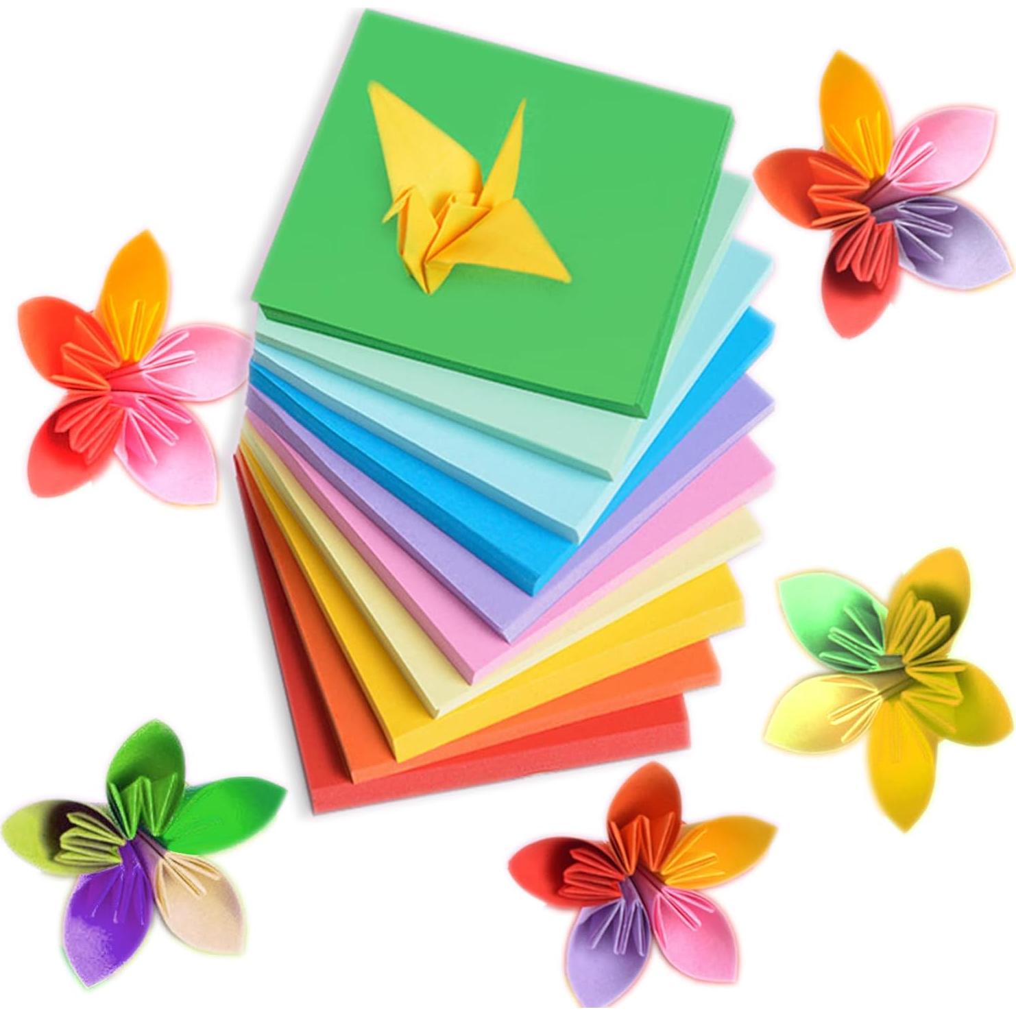 Papel de Origami Cuadrado 10x10cm 100 Hojas 10 Colores Hvogvok