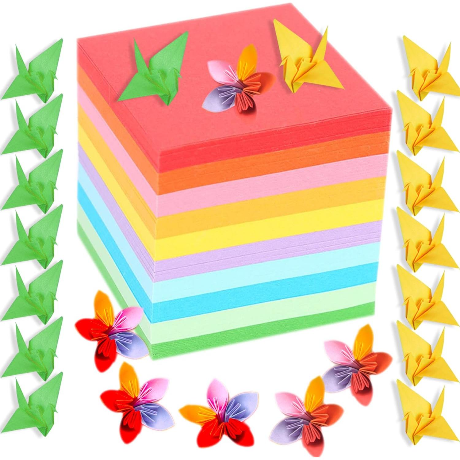 Papel de Origami Cuadrado 10x10cm 100 Hojas 10 Colores Hvogvok