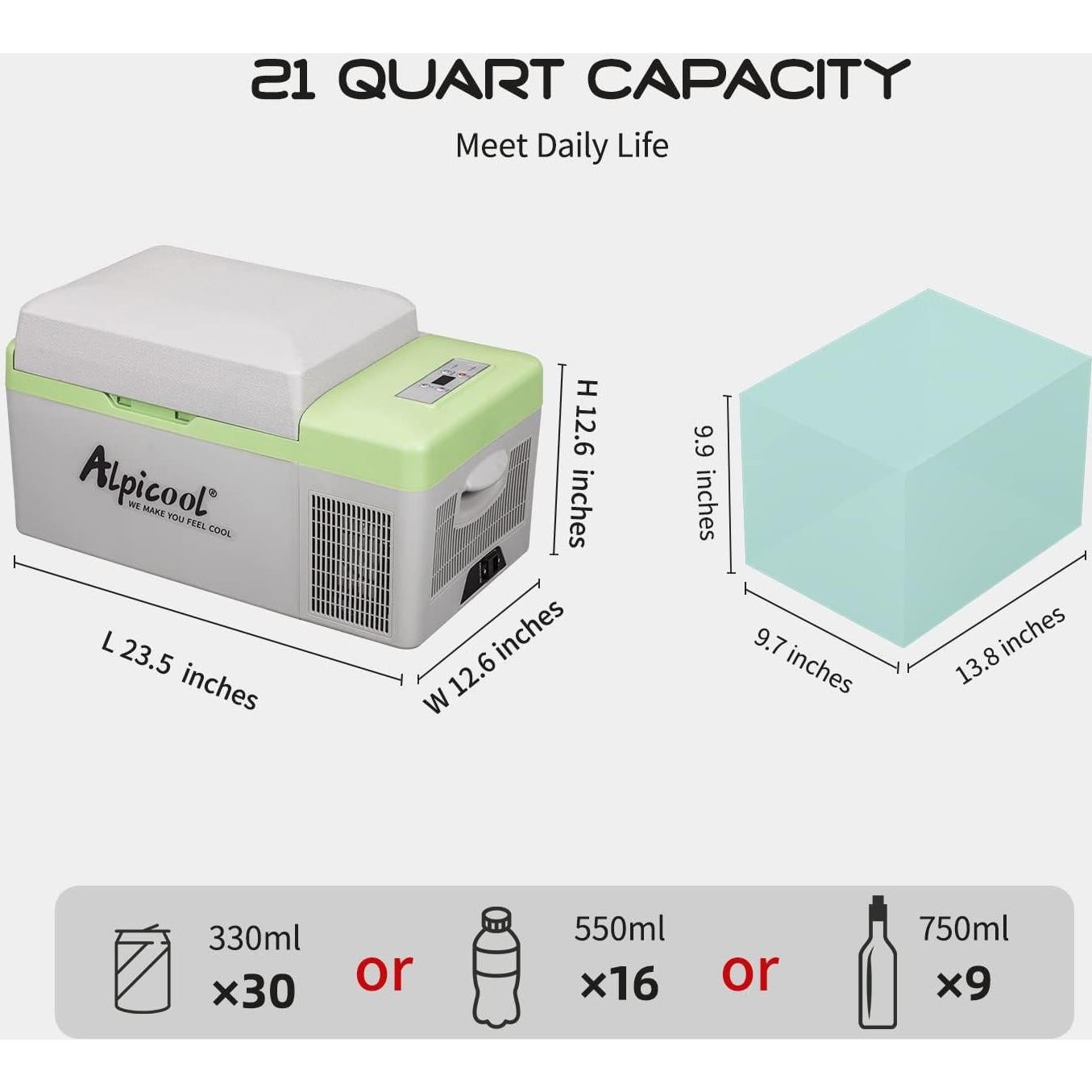 Frigorífico Portátil Alpicool Y20T 21 Litros para Coche