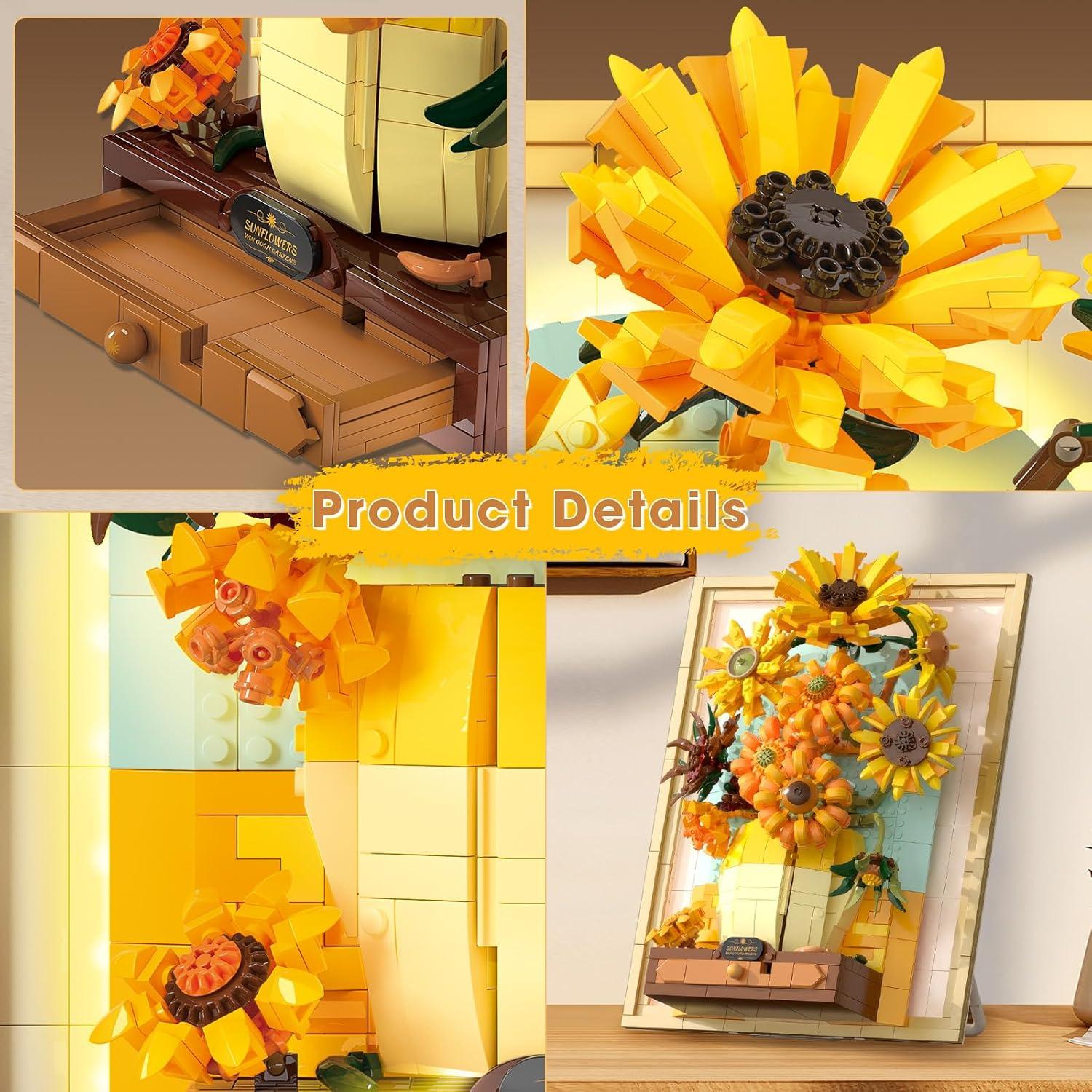 Conjunto de Bloques de Construcción Girasol Van Gogh 1166 Piezas