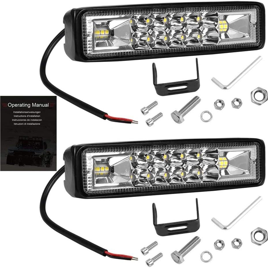 Barra de Luz LED Nicerpro 60W 10000Lm 15cm Impermeable 2 Pzas