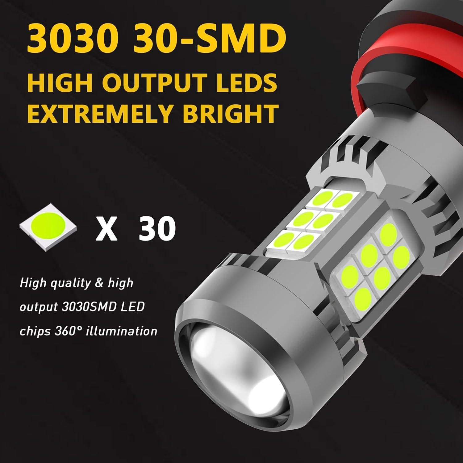 Bombillas LED de Niebla PHINLION H11 H8 Azul Hielo 3200 Lúmenes