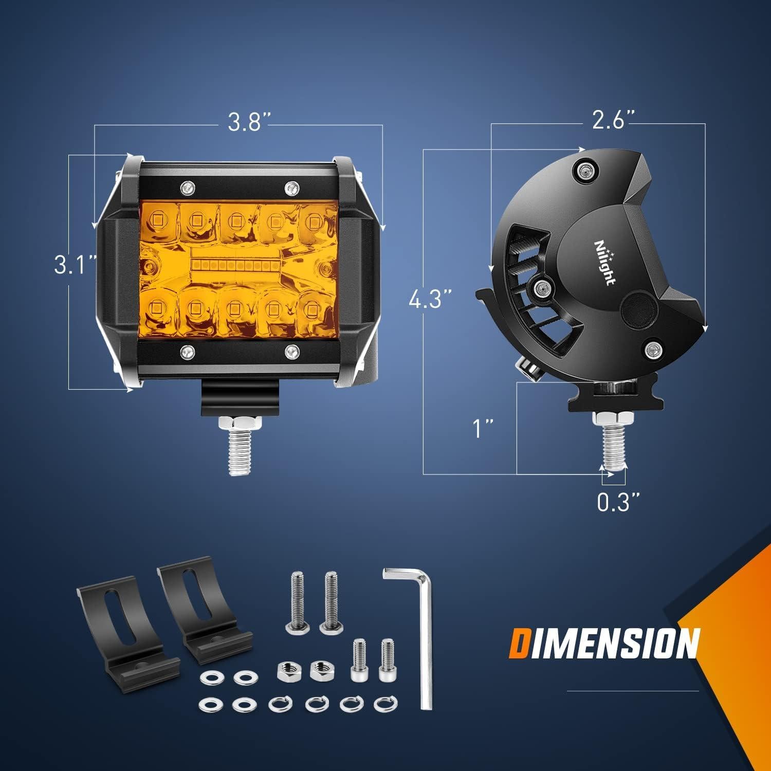 Nilight Pods LED 4" Ámbar 60W Combo Luz Niebla y Spot