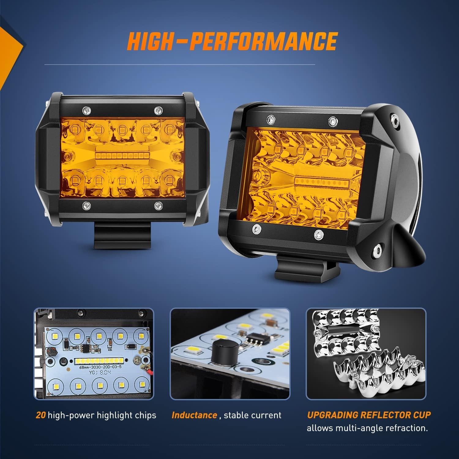 Nilight Pods LED 4" Ámbar 60W Combo Luz Niebla y Spot