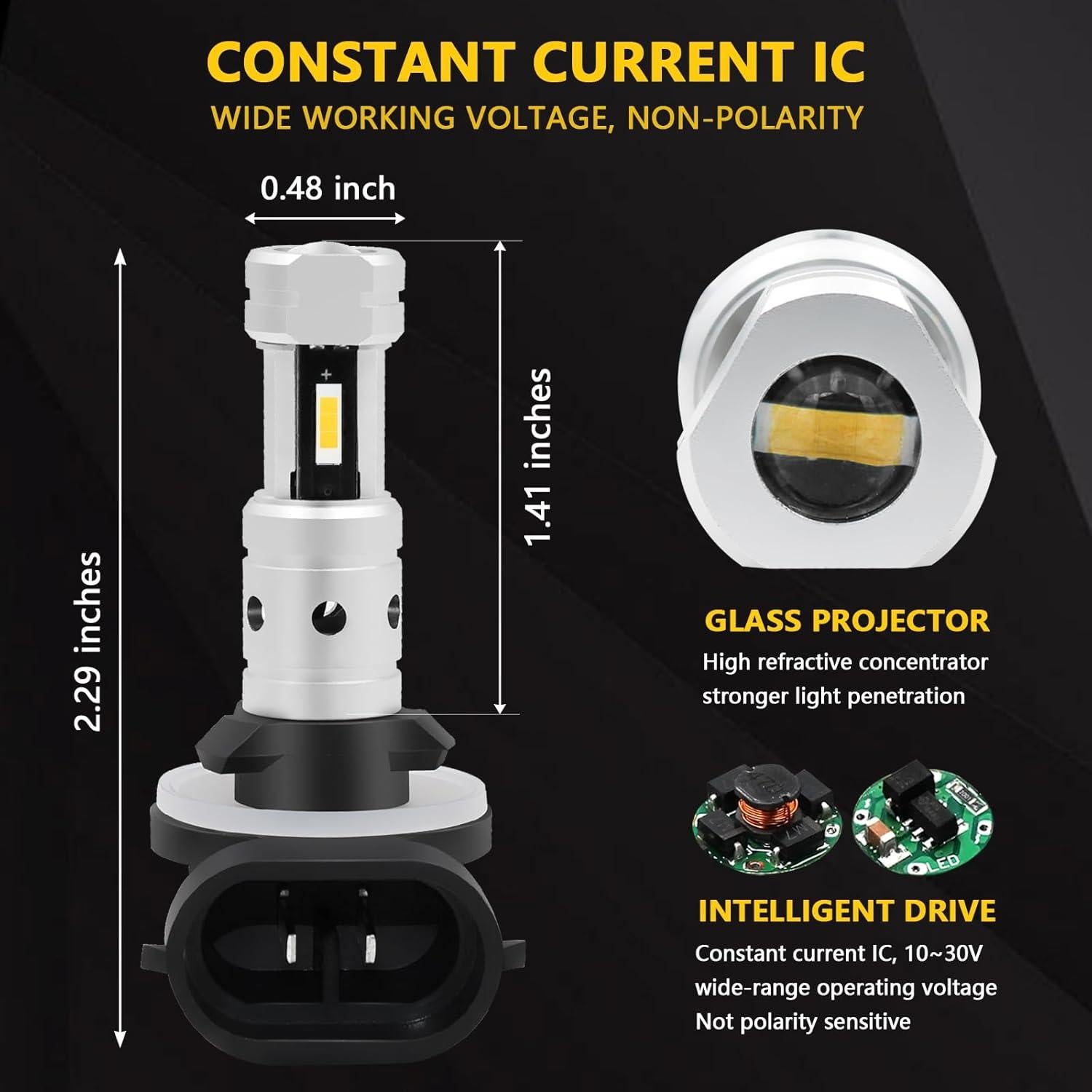 Bombillas de Niebla LED PHINLION 881 Amarillo 3000K - 3800 Lúmenes