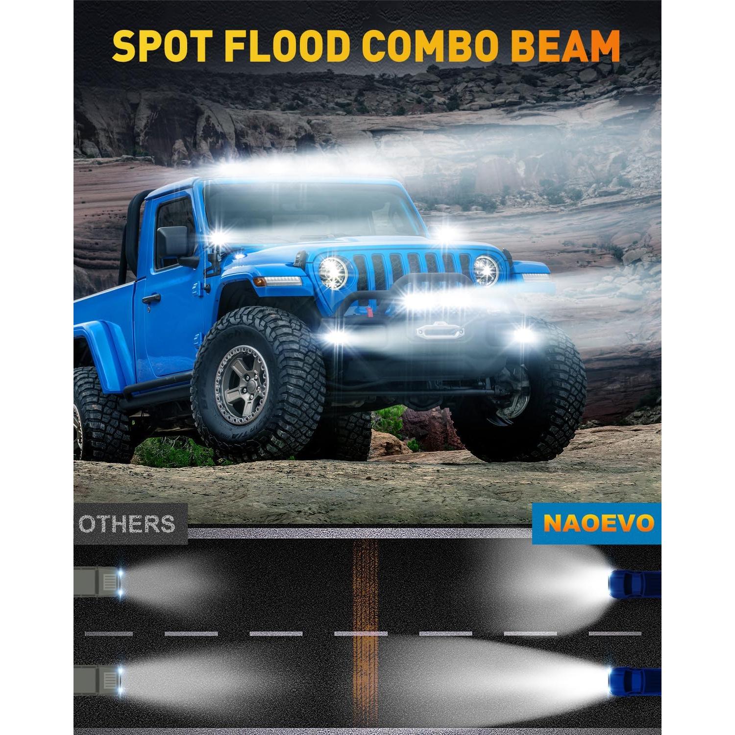 Barra de Luz LED NAOEVO 6 Pulgadas 50W 4000LM Blanca