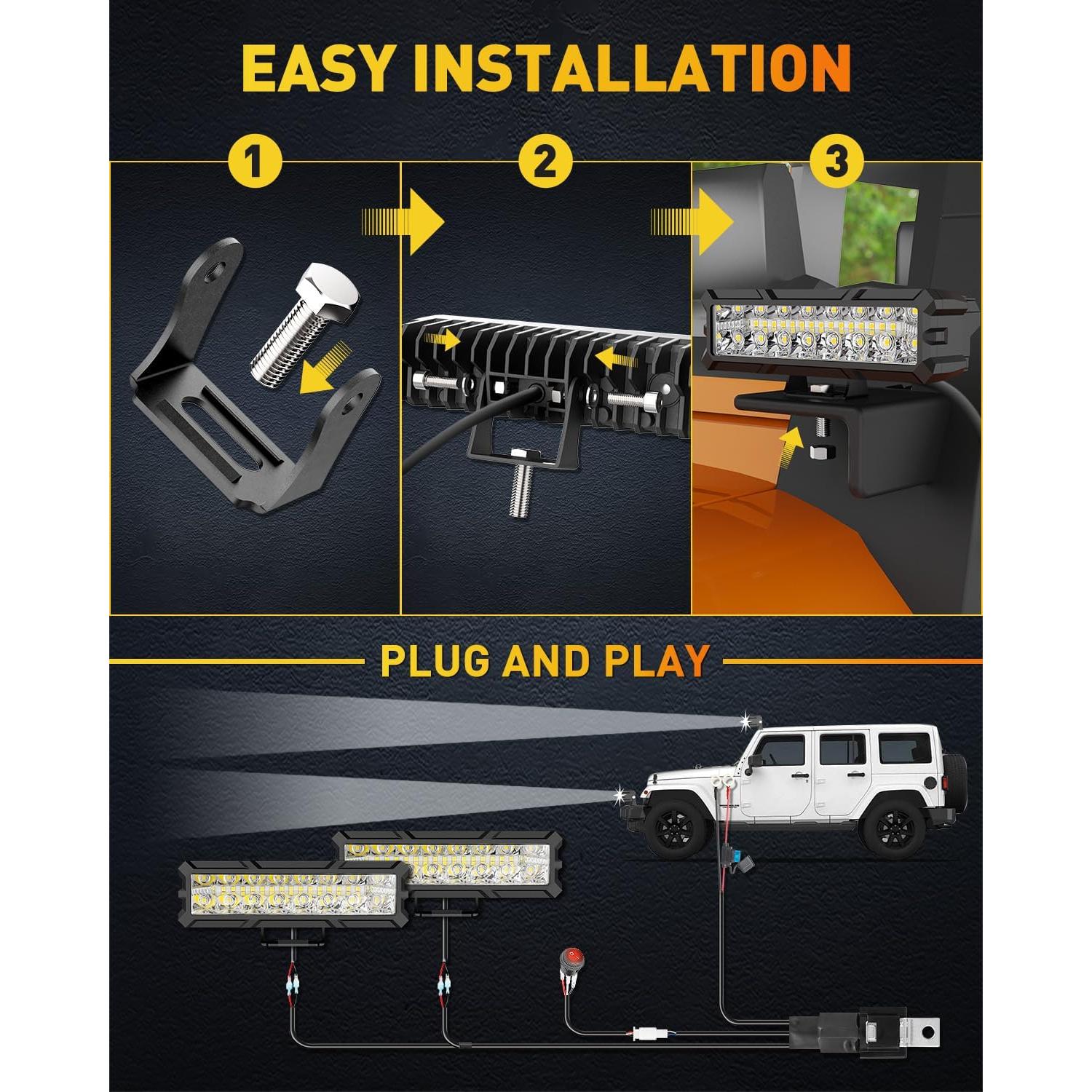 Barra de Luz LED NAOEVO 6 Pulgadas 50W 4000LM Blanca