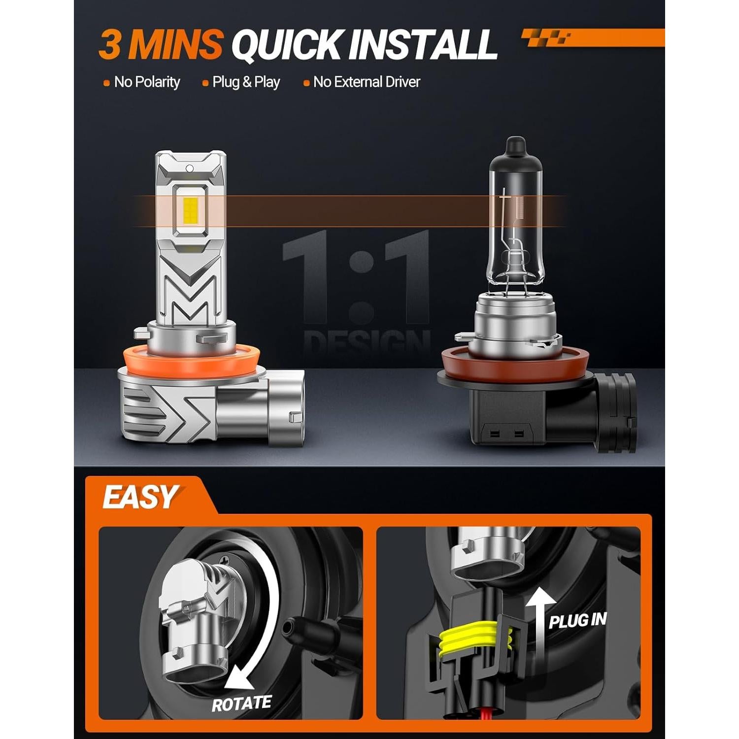 Bombilla de Luz de Niebla LED SEALIGHT H11 14000LM 6000K