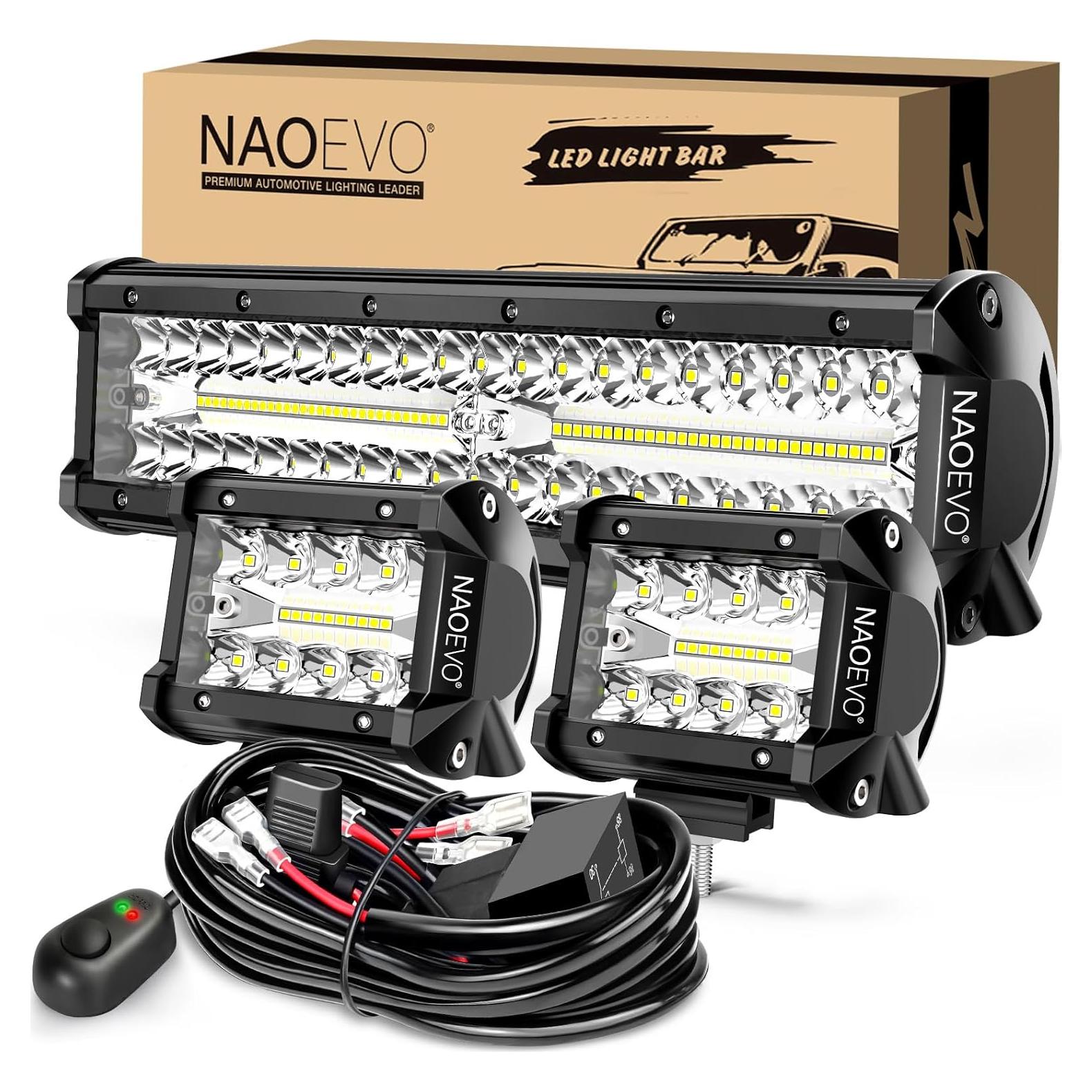 Barra de Luz LED NAOEVO 30cm 420W 42000LM con Cableado