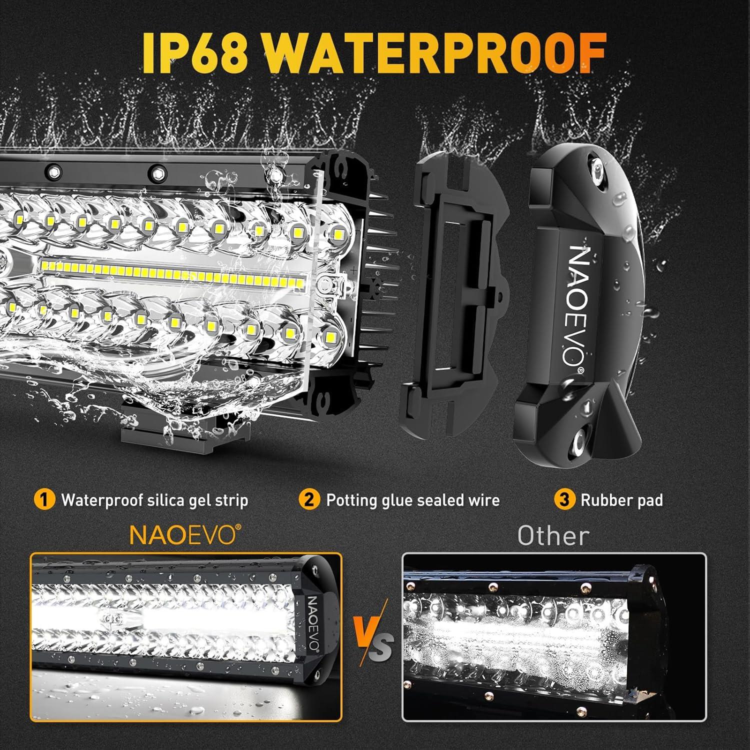 Barra de Luz LED NAOEVO 30cm 420W 42000LM con Cableado