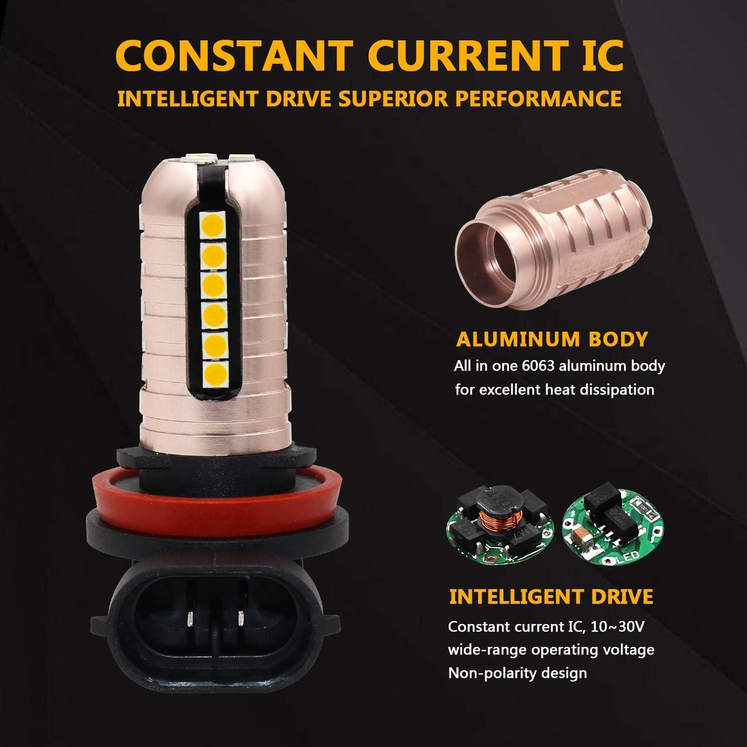 Bombillas LED de Niebla PHINLION H11 H8 H16 3000 Lúmenes Amarillo