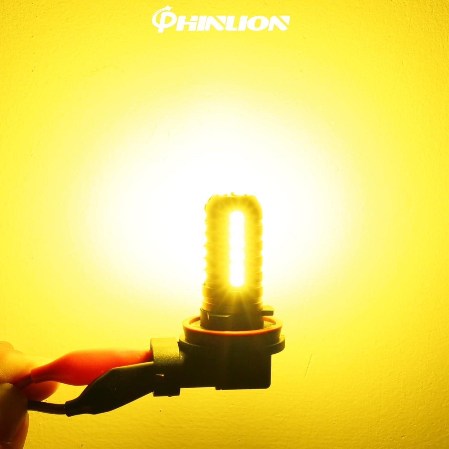 Bombillas LED de Niebla PHINLION H11 H8 H16 3000 Lúmenes Amarillo