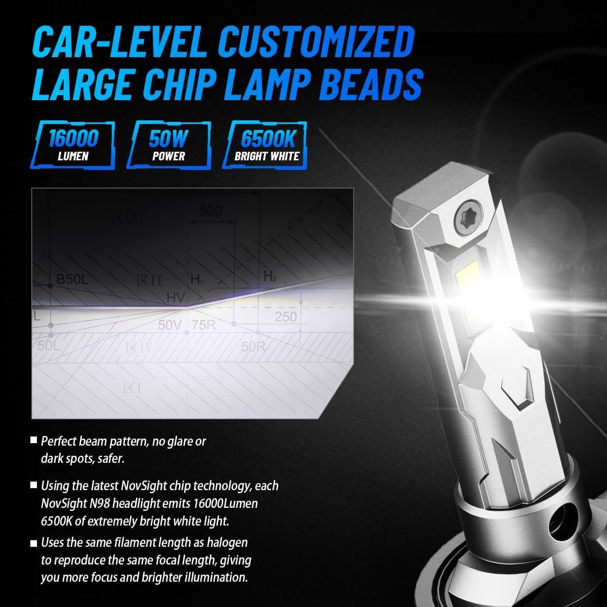 Bombillas de Niebla LED NOVSIGHT 881 - 16000LM, IP68, Paquete de 2