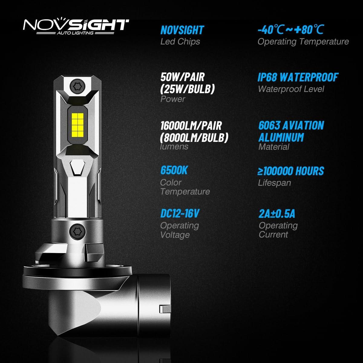 Bombillas de Niebla LED NOVSIGHT 881 - 16000LM, IP68, Paquete de 2