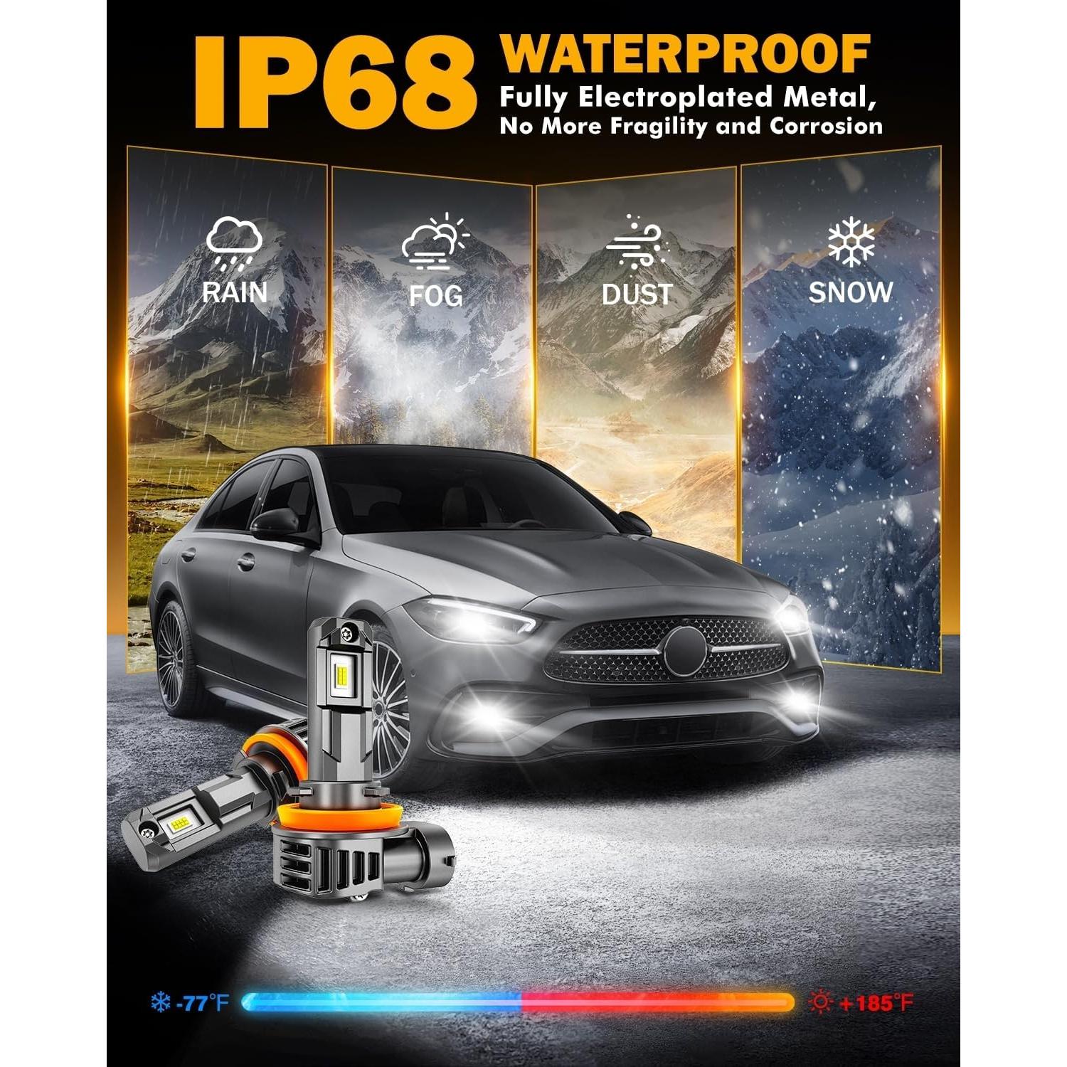 Luces de Niebla Auxbeam H11 6500K 12000LM Paquete de 2