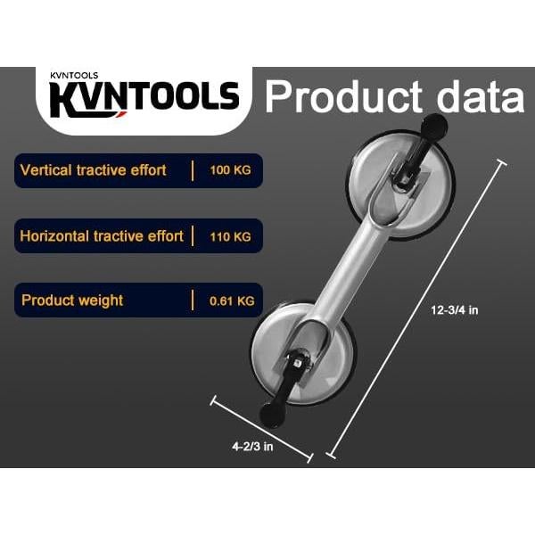 Ventosas KVNTOOLS para Vidrio 100 kg con Mango de Aluminio