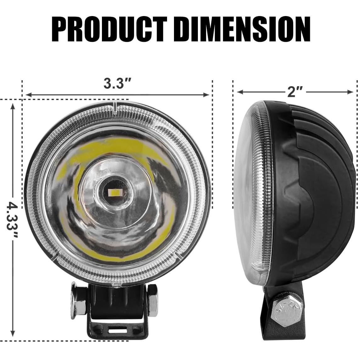 Luz Pod LED Redonda 12V BEAMCORN 30W 3 Pulgadas 2-Pack