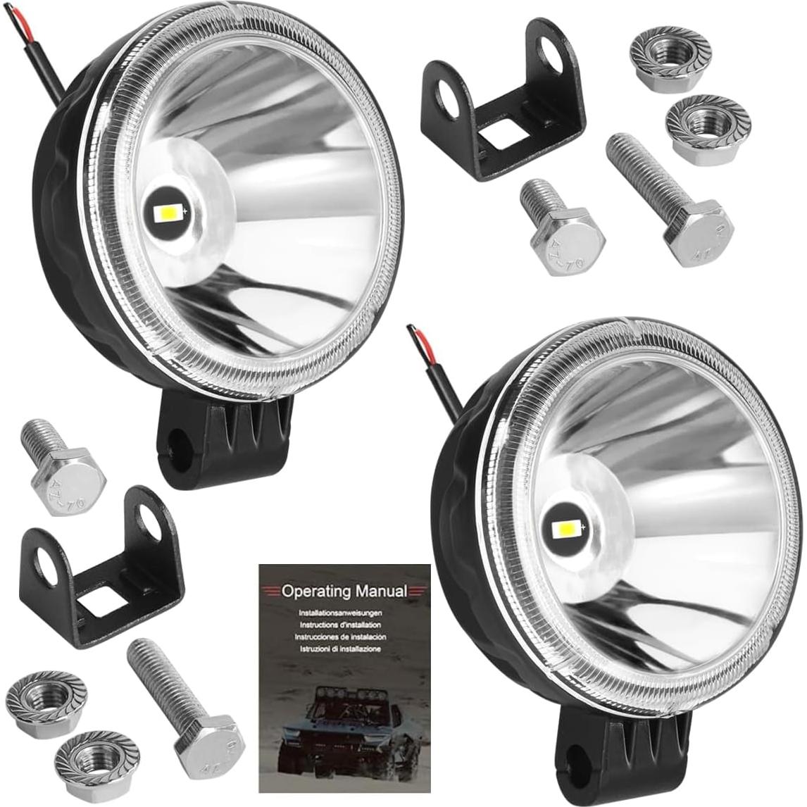 Luz Pod LED Redonda 12V BEAMCORN 30W 3 Pulgadas 2-Pack