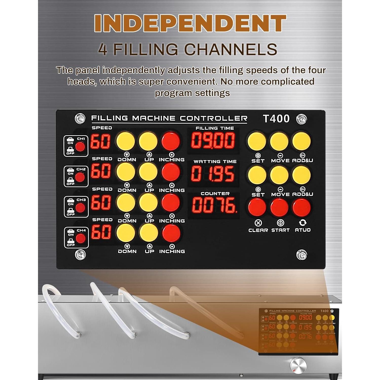 Máquina de Llenado Automático Moonshan 4 Boquillas 1-900ml