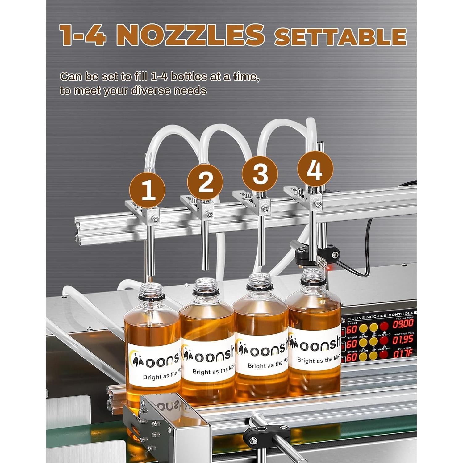 Máquina de Llenado Automático Moonshan 4 Boquillas 1-900ml