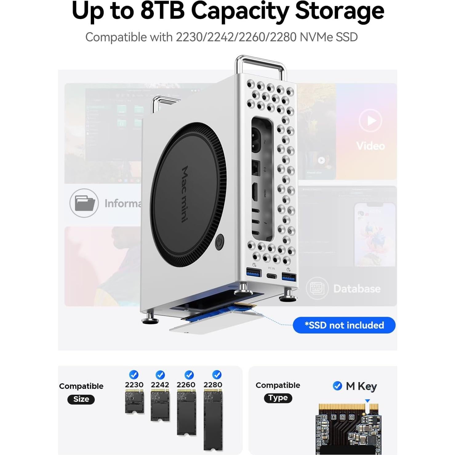 Soporte de Acero ORICO para Mac mini M4, Hub USB-C 5-en-1