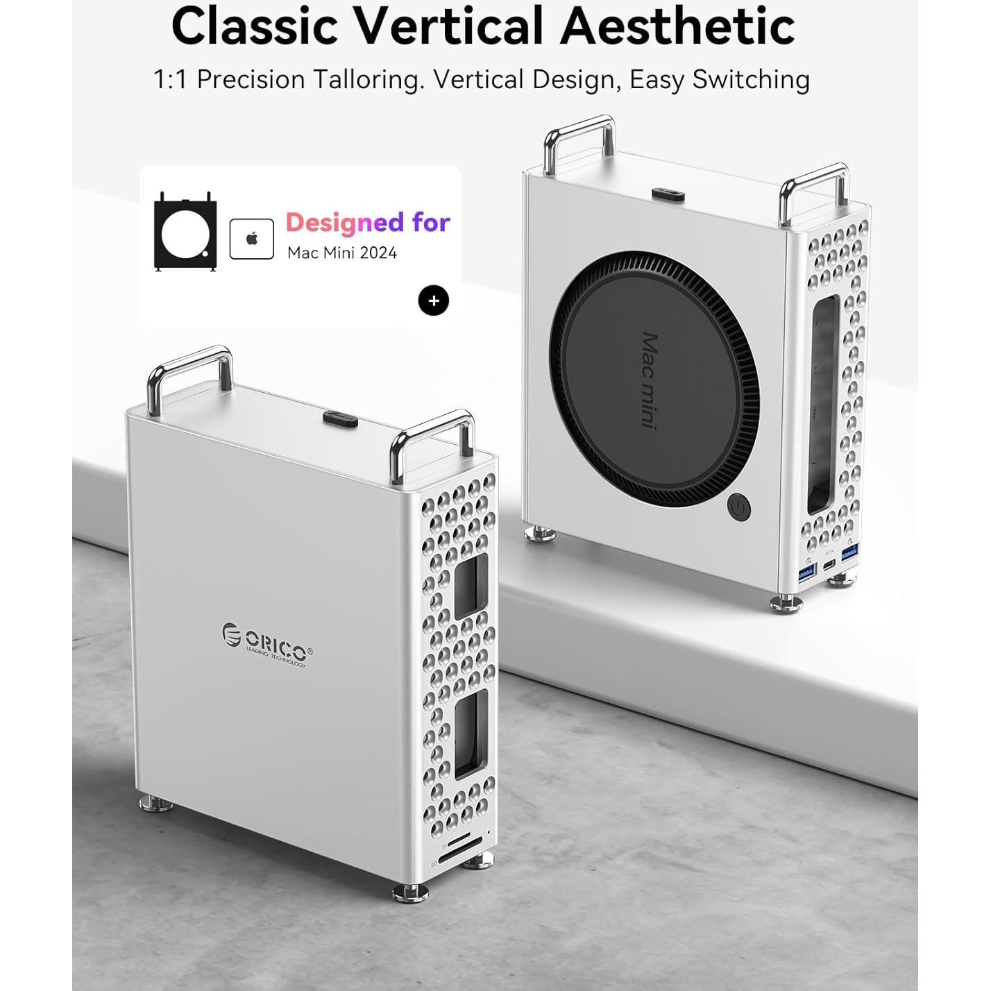 Soporte de Acero ORICO para Mac mini M4, Hub USB-C 5-en-1