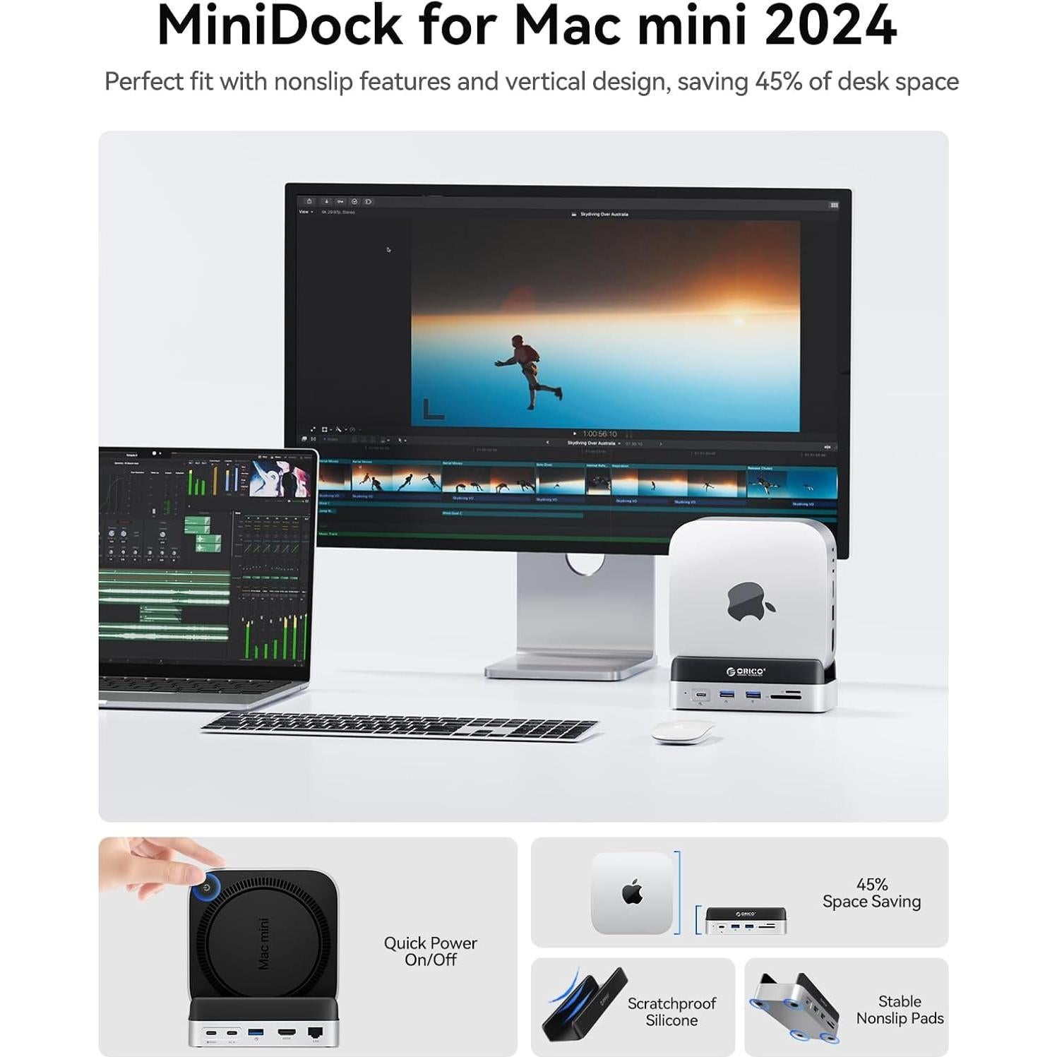 ORICO MiniDock M4 Hub 9-en-1 con SSD 1TB para Mac mini