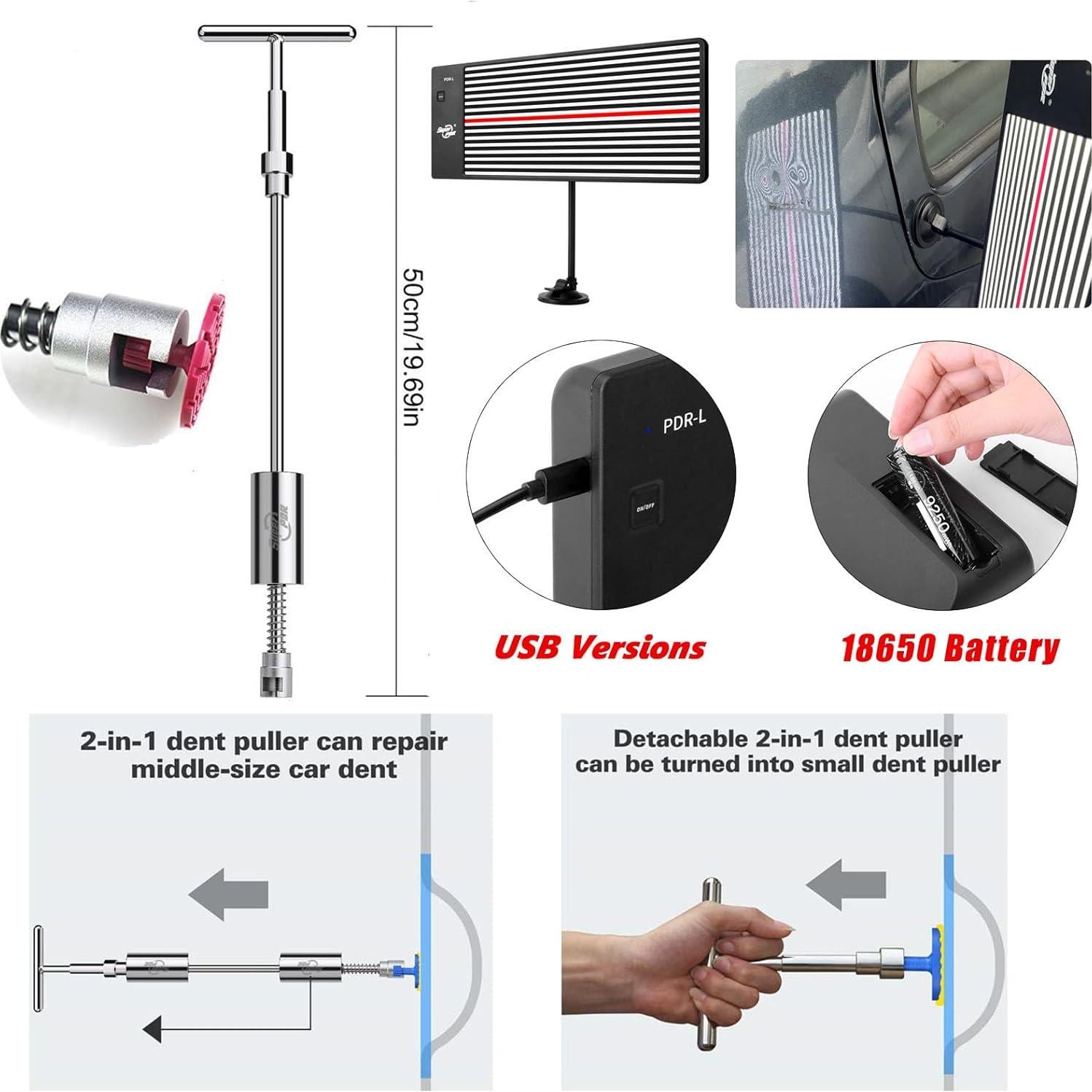 Kit de Reparación de Abolladuras Super PDR 148PCS con Luz LED