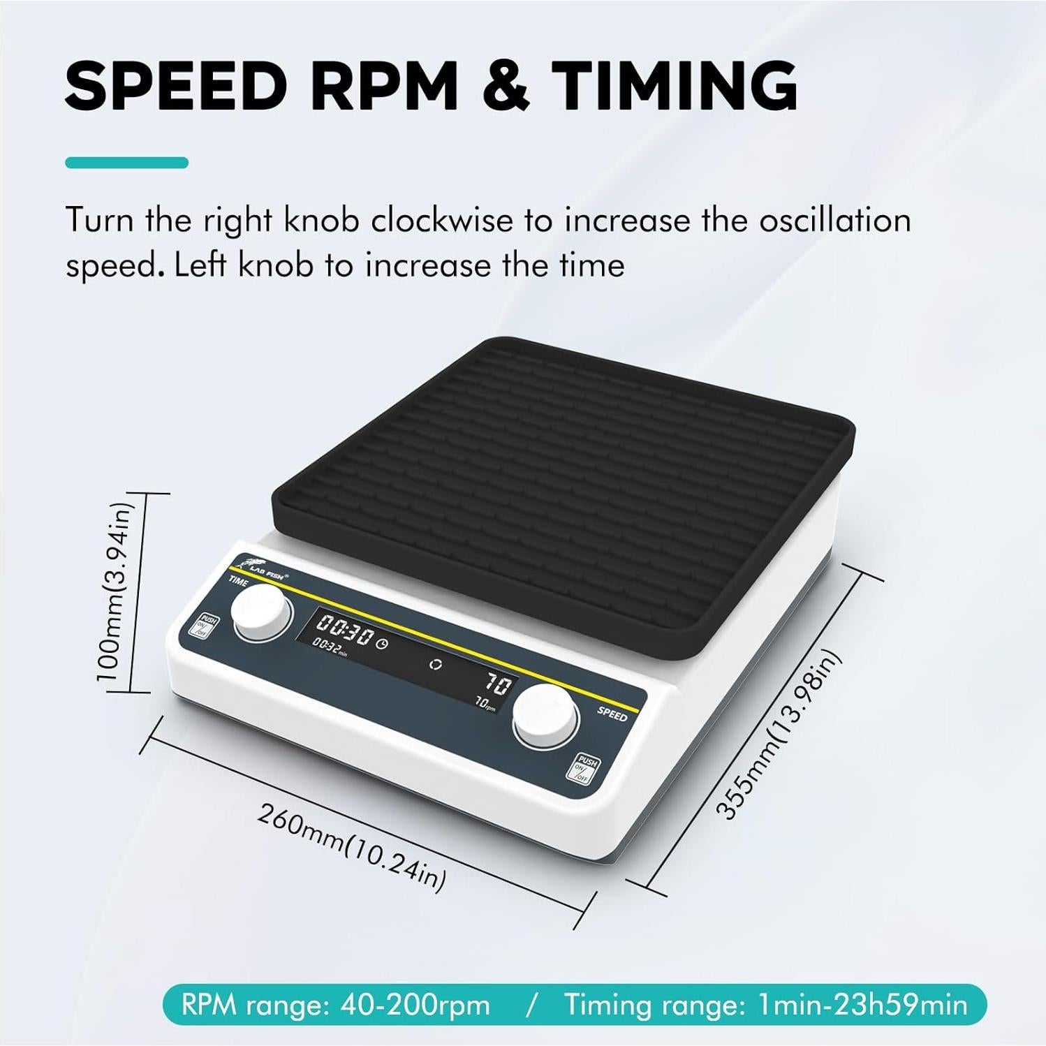 Agitador Orbital Digital LAB FISH OS-20 25x25cm 40-200RPM