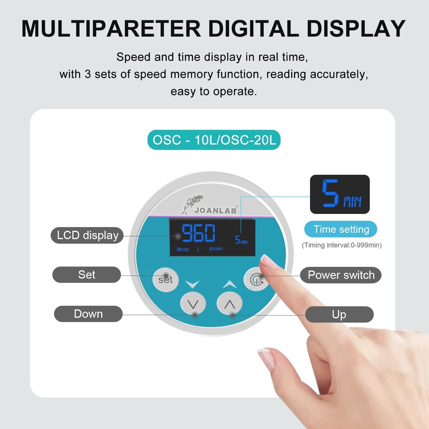 Mezclador Eléctrico de Agitación Digital JOANLAB 20L 100-2000RPM