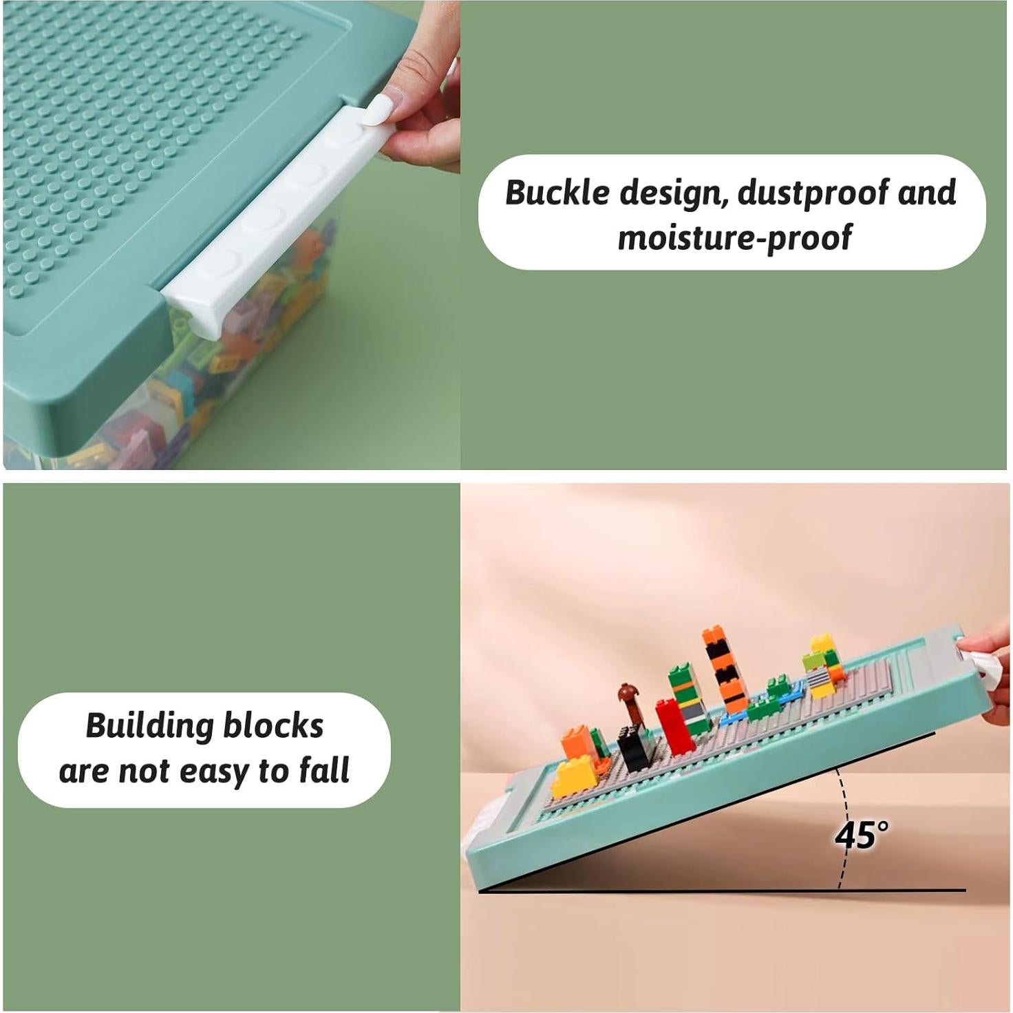Caja de Almacenamiento de Plástico Loobuu Verde 36.5x24.5cm