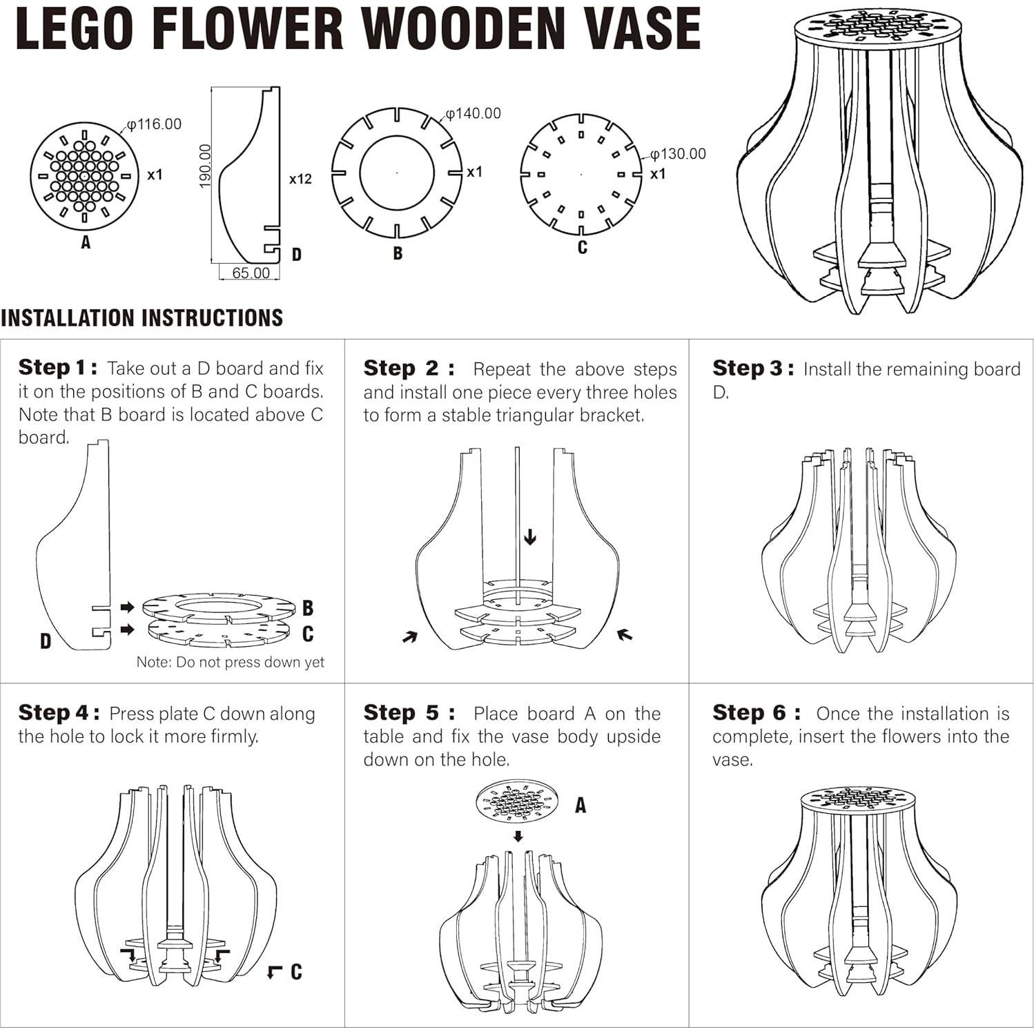 Jarrón de Madera Genérico para Construcción Floral - 15 Piezas